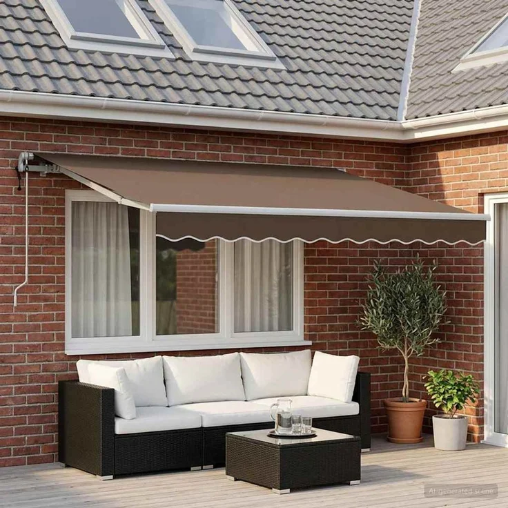 vidaXL Ausziehbare Markise Taupe 350 x 250 cm Stoff und Aluminium 3425936 – Bild 1