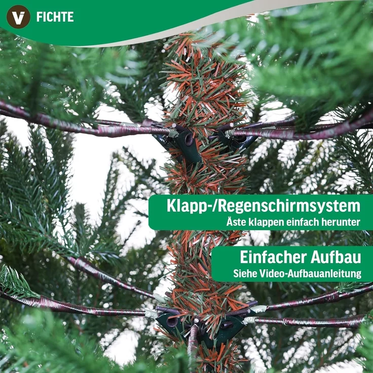 VIVANNO Künstlicher Weihnachtsbaum Künstlicher Weihnachtsbaum Premium Fichte, 120 cm hoch, Fichte – Bild 6