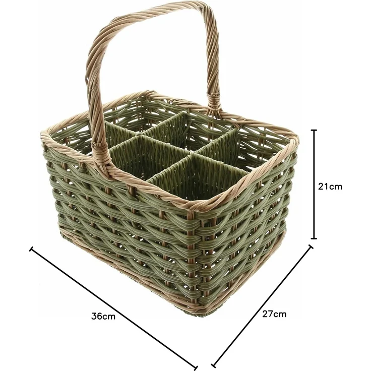 Flaschenkorb für 6 Flaschen Korb Weidengeflecht Aufbewahrungskorb Picknick grün – Bild 7