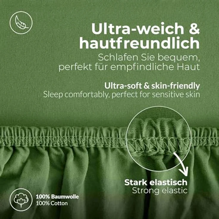 etérea Comfort Jersey Spannbettlaken Kaktus 200x200 cm - 200x220 cm – Bild 5