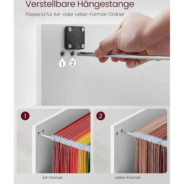 VASAGLE Aktenschrank mit 3 abschließbaren Schubladen, verstellbare Hängestange, Holzspanplatte wolkenweiß, 41 x 40 x 103 cm – Bild 5