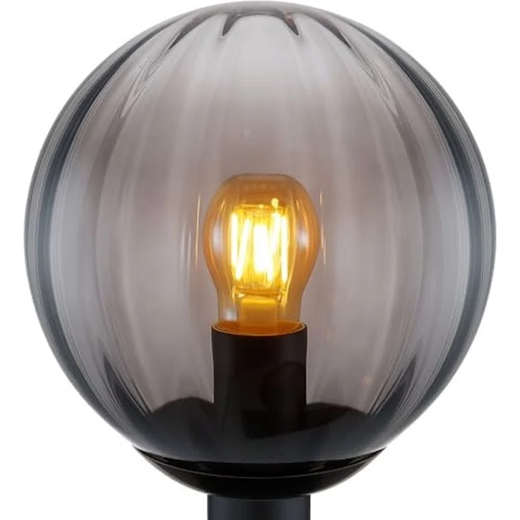 LED Tischleuchte, Metall, Schwarz-matt, Glas Rauchfarbe, D 23 cm – Bild 5