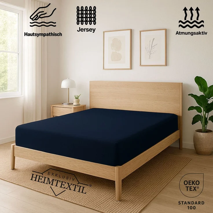 EXKLUSIV HEIMTEXTIL Jersey Spannbettlaken Deluxe 140 x 200 cm Anthrazit 160 GSM, 100% Baumwolle Öko - Tex Zertifiziert Bed-Sheet Bettlaken Spannbetttuch Topper Leinentuch – Bild 2