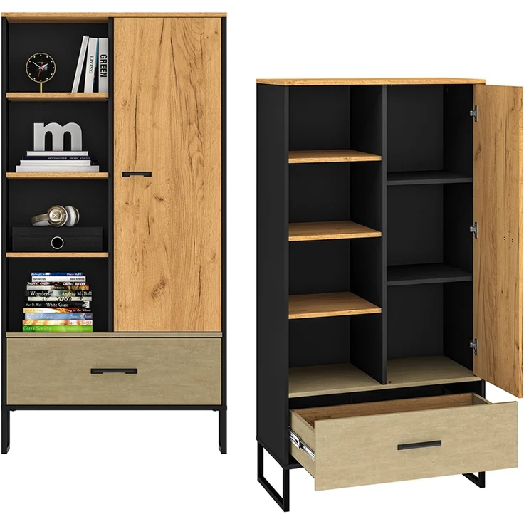 Jugendzimmer Set 7-teilig CASPER-131, Bett 120x200cm mit aufklappbarem Lattenrost, in schwarz und braun – Bild 9