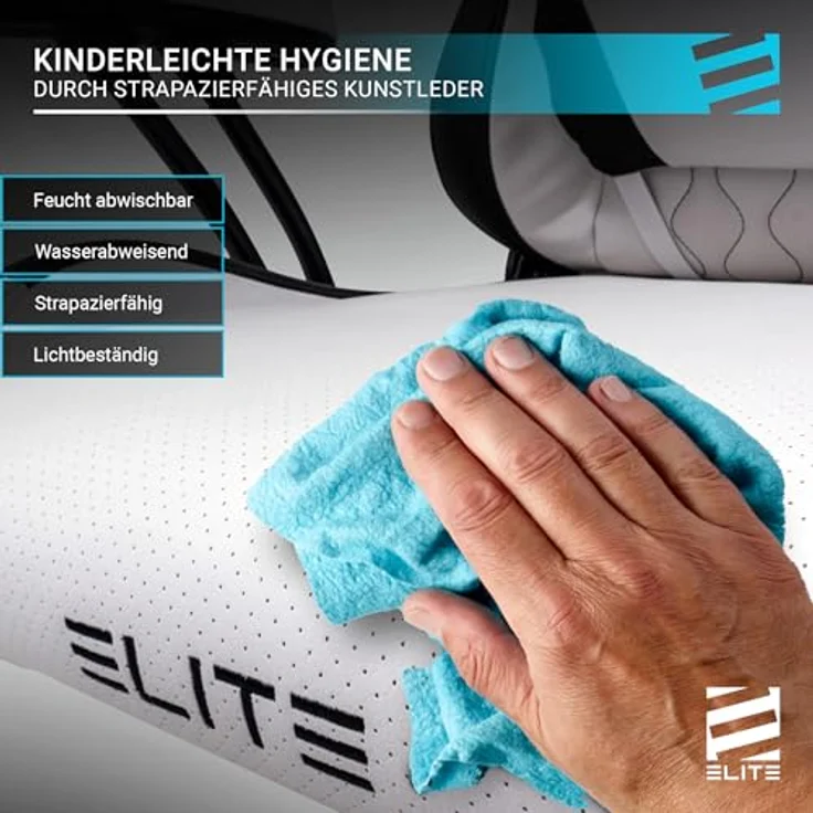ELITE Pulse - Gaming Stuhl für Kinder - Kunstleder - Ergonomisch - Racer - Drehstuhl - Chair - Bürostuhl - Schreibtischstuhl - Gamer-Design (Schwarz/Blau) – Bild 11