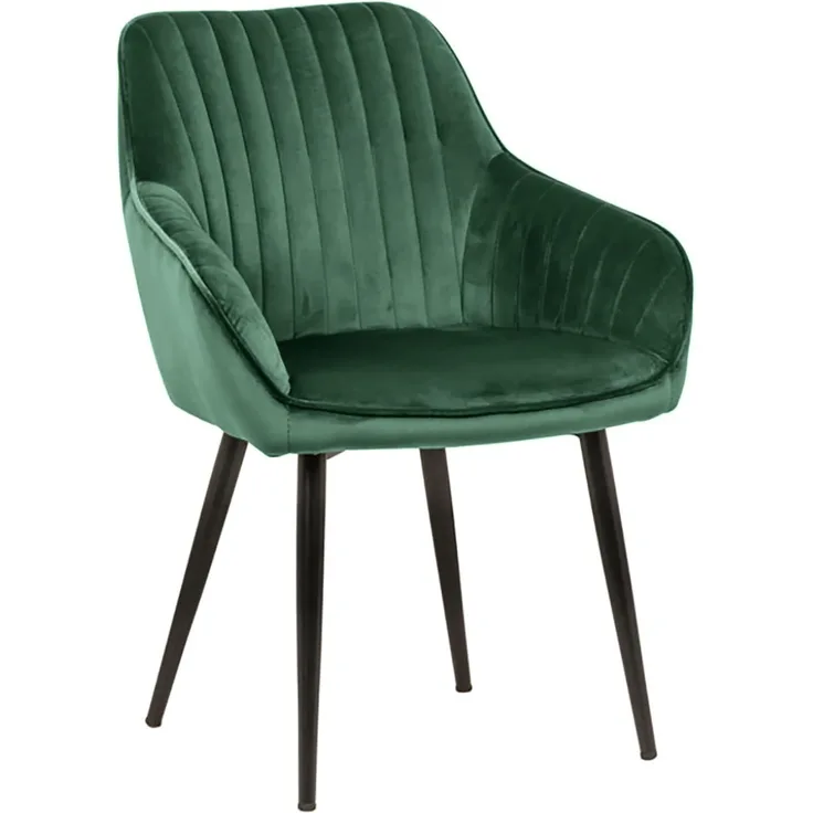 riess-ambiente Polsterstuhl TURIN smaragdgrün / schwarz (Einzelartikel, 1 St), Esszimmer · Samt · Metall · mit Armlehne · Retro Design