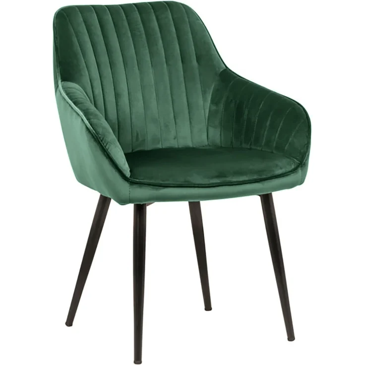 riess-ambiente Polsterstuhl TURIN smaragdgrün / schwarz (Einzelartikel, 1 St), Esszimmer · Samt · Metall · mit Armlehne · Retro Design – Bild 1