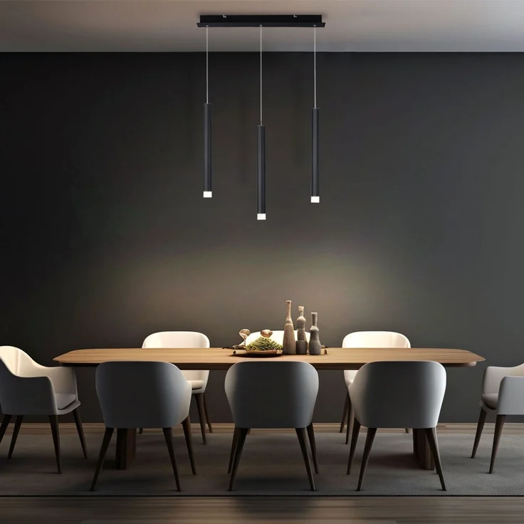 LED Hängeleuchte, Metall, schwarz, warmweiß, H 120 cm – Bild 4