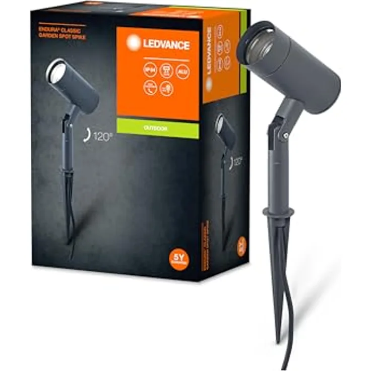 LEDVANCE ENDURA Classic Garden Spotspike, GU10 Außen-Spießleuchte in schwarz, ausrichtbarer Leuchtenkopf, IP54, max 35W, für einfache oder smarte Lampen