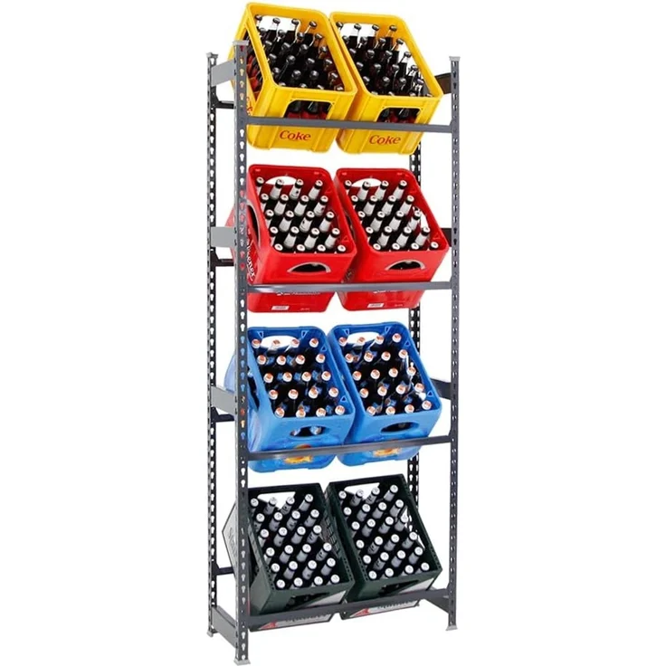 PROREGAL® Standregal Getränkekistenregal HIGH BIG CAMEL, HxBxT 200x80x30cm, Anthrazit, Getränkeregal, 4 Ebenen für 4-12 Kisten, 100kg Tragkraft pro Ebene, Selbstmontage