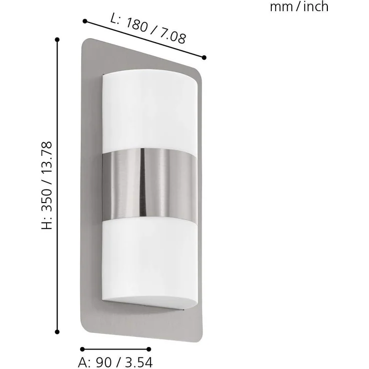 Eglo 98085 LED Outdoor Wandleuchte CISTIERNA edelstahl weiß E27 L:18cm H:35cm T:9cm IP44 dimmbar – Bild 6