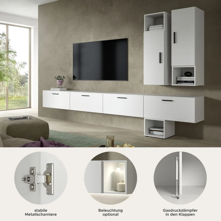 The One Wohnkombination in weiß Nachbildung – Bild 6