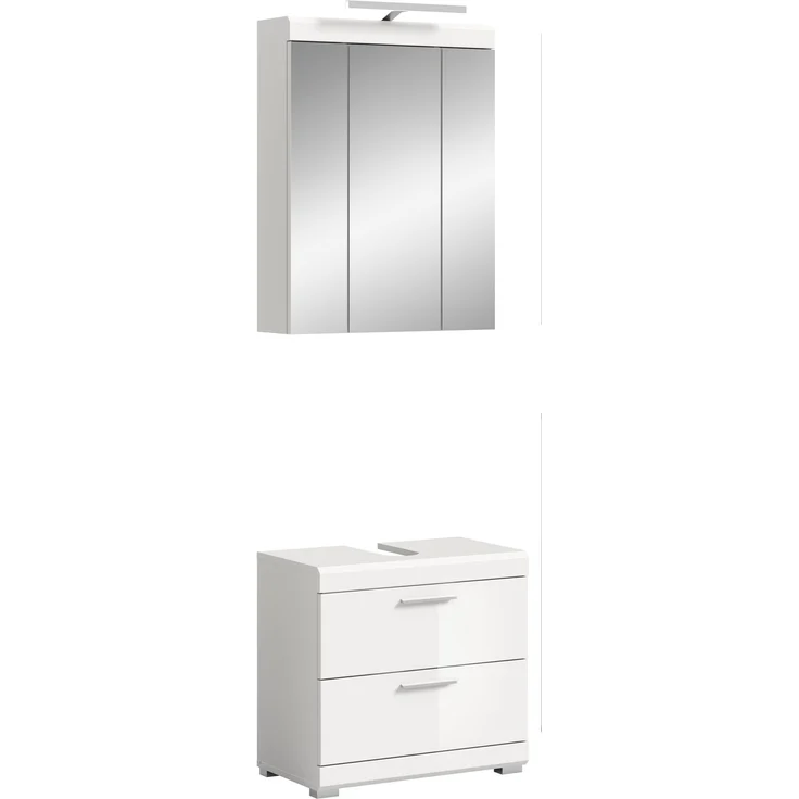 Xonox Scout Badkombination (B/H/T: 60x191x34 cm) in weiß Nachbildung und weiß Hochglanz tiefzieh – Bild 1