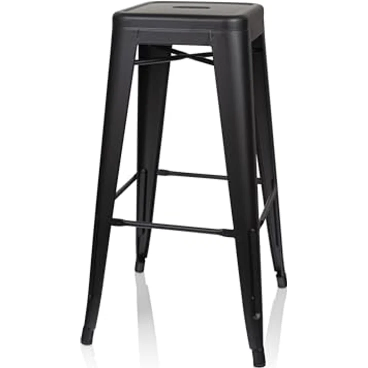 MID.YOU Barhocker Schwarz, Metall, stapelbar und abwischbar, 44x77x44 cm, Esszimmer Barmöbel – Bild 7
