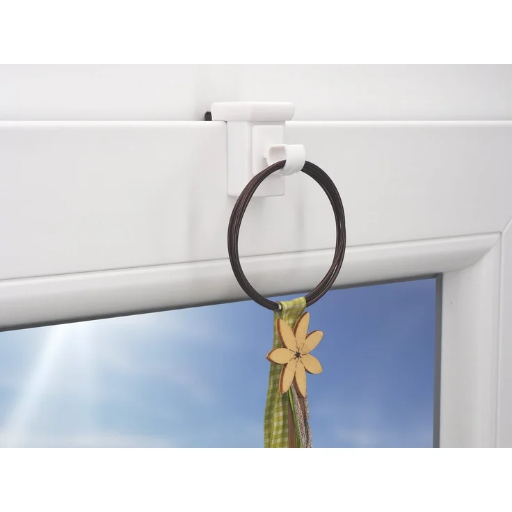 dekondo Klemmhalter für Gardinenstangen Fensterhaken/Dekohaken zum Einlegen von Gardinenstangen, weiß, für einen Klemmbereich (Rahmenstärke des Fensters/Fensterdicke) von 10-27 mm, (20-St), oben oder seitlich am Fenster zu befestigen – Bild 3