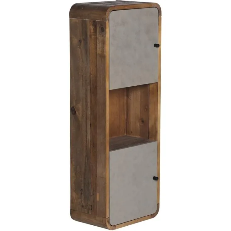massivum Hochschrank Dingle 40x110x25 cm Badschrank Hängeschrank Pinie grau Betonoptik rustikal Massivholz Badmöbel Wandschrank