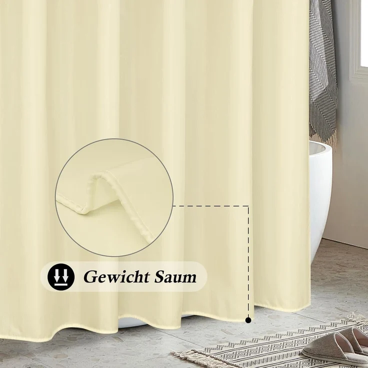 Beige Duschvorhang 120 x 200cm Antischimmel Wasserdicht Ausrüstung 8 Ringe – Bild 3