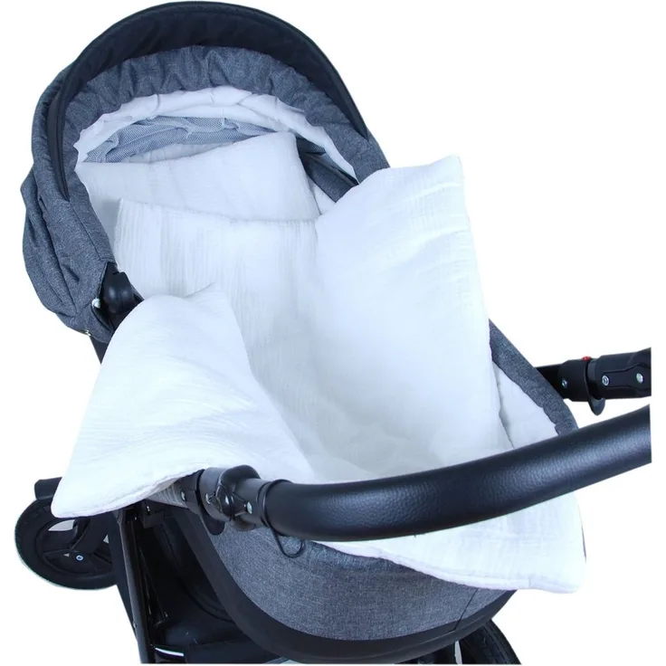 Babydecke BabyLux Babydecke Musselin Kinderwagendecke Kuscheldecke 75x60cm MPM, BabyLux, Weiß