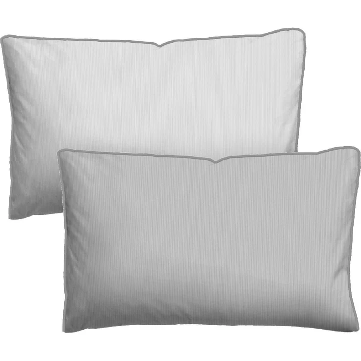 biberna Mako-Satin Bettwäsche 0615211 FEINE STREIFEN, sturmgrau, 1x 40x80 cm – Bild 1