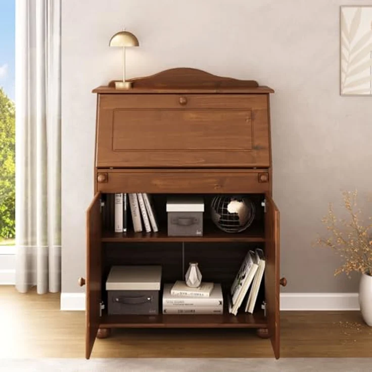 IDIMEX Sekretär DAVID, Schreibtisch Landhausstil aus Massivholz mit Stauraum Kastanie Finish – Bild 5