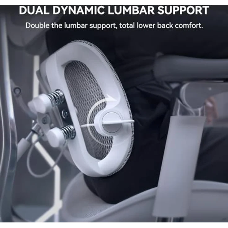 SIHOO Doro S300 Ergonomischer Bürostuhl, Computerstuhl, Gaming-Stuhl mit dualem dynamischem Lendenwirbelstützsystem, 6D-koordinierten Armlehnen, verstellbarem Rollstuhl (Weißem Samt-Mesh) – Bild 2