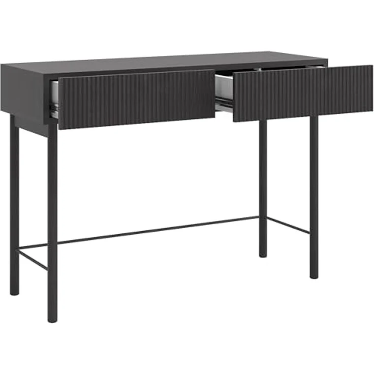 Selsey 'Nolie' Schminktisch mit 2 Schubladen, Holzoptik Esche schwarz, ca. 79 x 110 x 40 cm – Bild 6