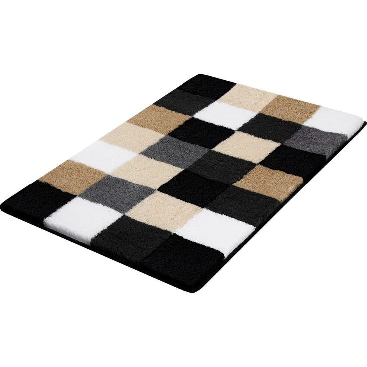 Kleine Wolke Badematte Caro, Höhe 25 mm, rutschhemmend beschichtet, fußbodenheizungsgeeignet, Kunstfaser, rechteckig, Badteppich, modernes Karo-Muster, Pastell-Farben, waschbar – Bild 1