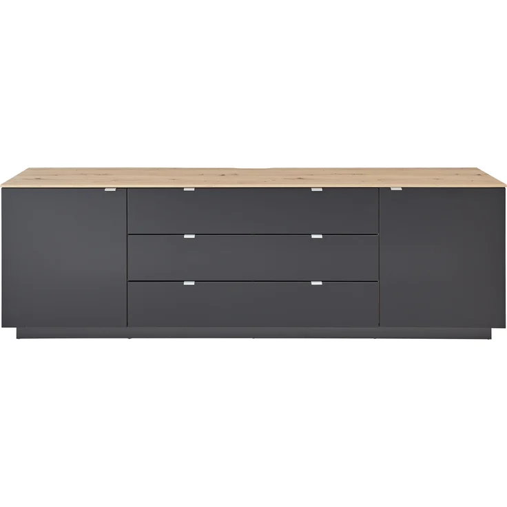 Lowboard >Core< in schwarz supermatt Dekor, MDF, Spannplatte - 240x77x44 (BxHxT) – Bild 2