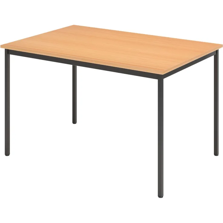 bümö Tisch, Multifunktionstisch 120 x 80 cm in Buche/Schwarz - Besprechungstisch, Konferenztisch, Meetingtisch, Mehrzwecktisch, Pausentisch, Besprechungsraum, Meetingraum, Pausenraum, VS12-6