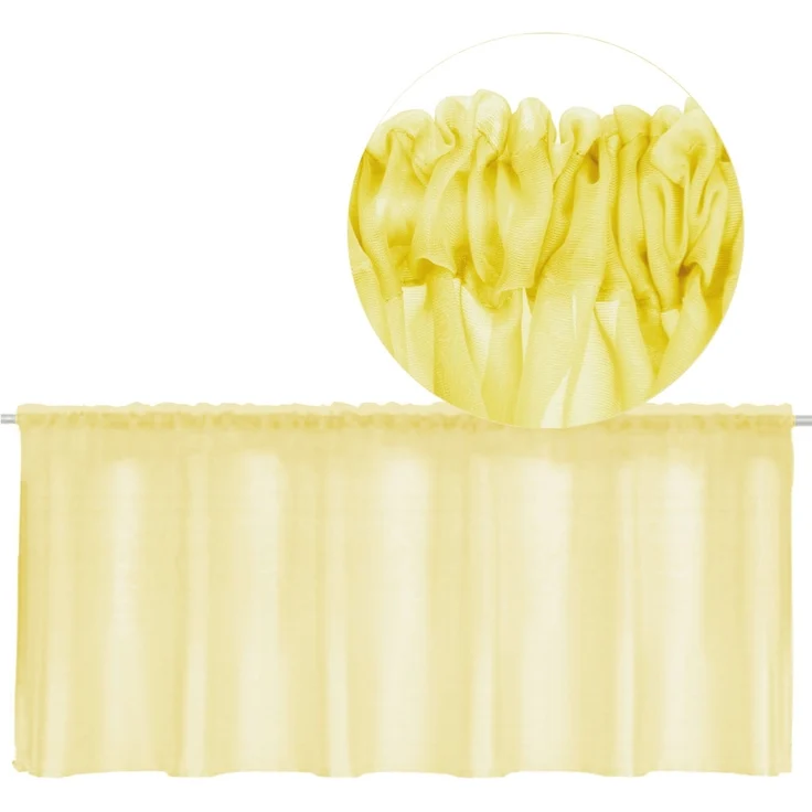 Stangendurchzug-Bistrogardine in B160cm x L60 cm, transparente uni Scheibengardine Voile in vielen verschiedenen Farben erhältlich (gelb - lemongelb) – Bild 1