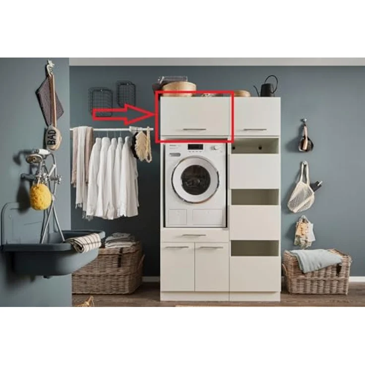 Schrankaufsatz >LAUNDREEZY< in weiß, Holzwerkstoff - 67,5x38x67,5cm (BxHxT) – Bild 3