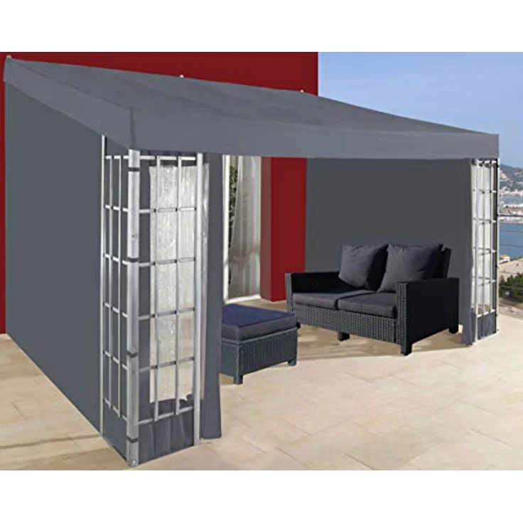 QUICK STAR Rank Anbau 3x4m Pavillon Anthrazit mit 3 Seitenteilen und stabilen Stahlgestell – Bild 2