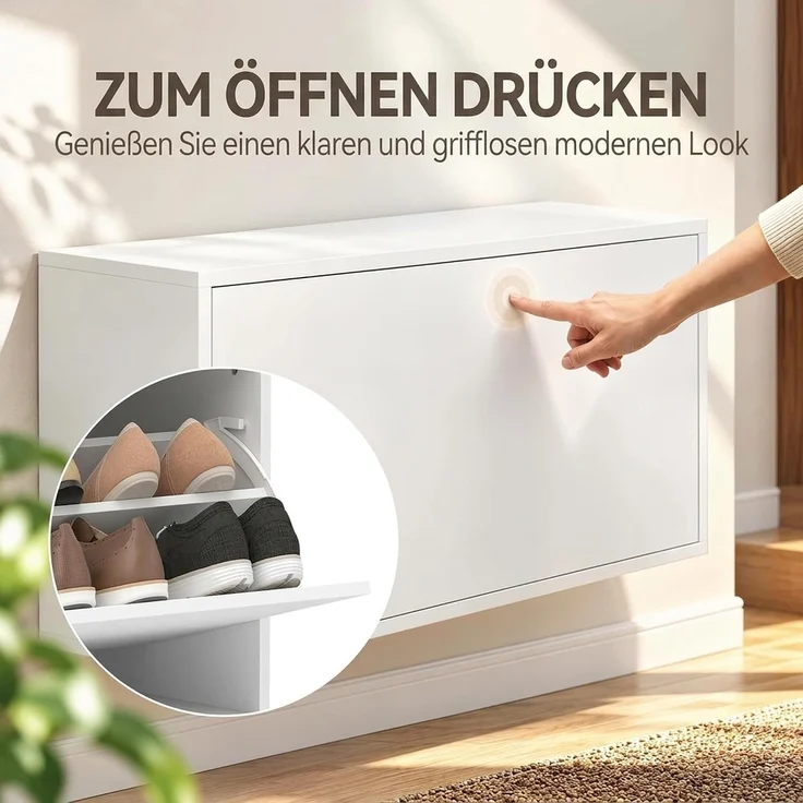 HOMCOM Schuhkipper, MDF, Spanplatte, Weiß, 70 x 30 x 43 cm – Bild 5