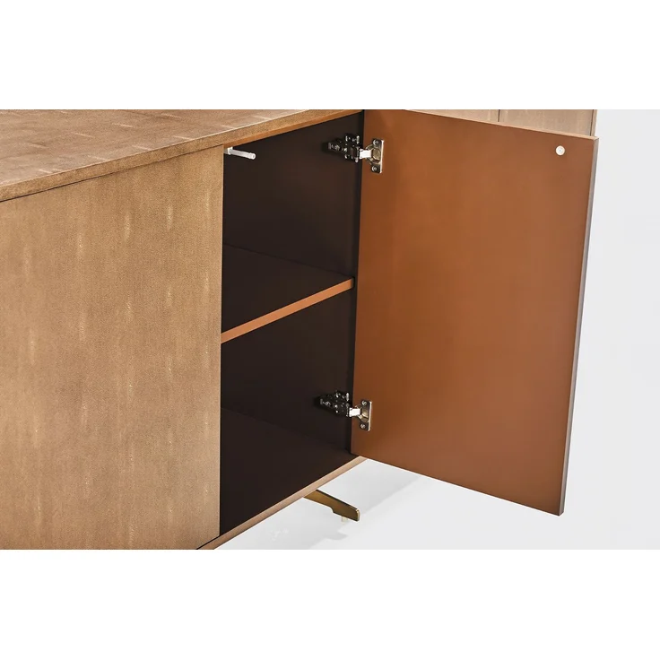 KAWOLA Sideboard GALA 4 Türen Kunstleder goldfarben Fuß Edelstahl gebürstet 85 x 40 x 180 cm – Bild 2