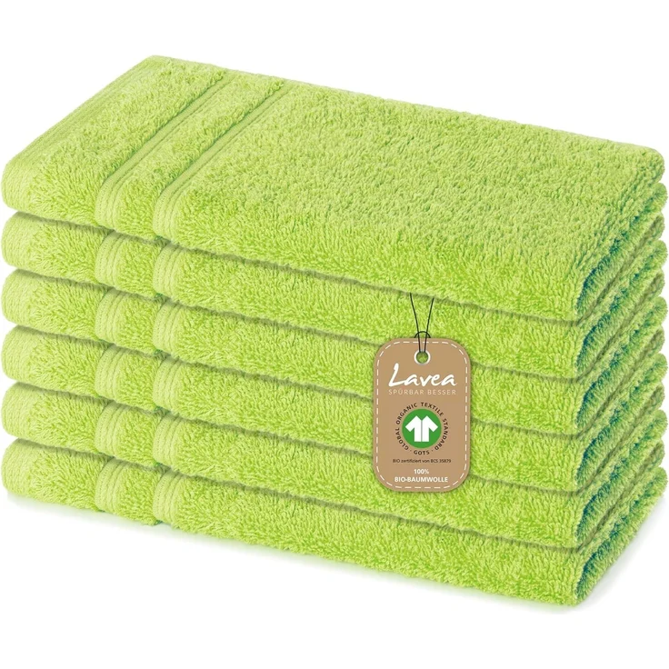 Lavea Gästehandtuch Bali, 30x50cm aus 100% Bio-Baumwolle, einzigartig weiche Gästetücher mit Aufhänger (Set, 6-St), hochwertiges und nachhaltiges Premium Gästetuch – saugstarke Faser – Bild 1