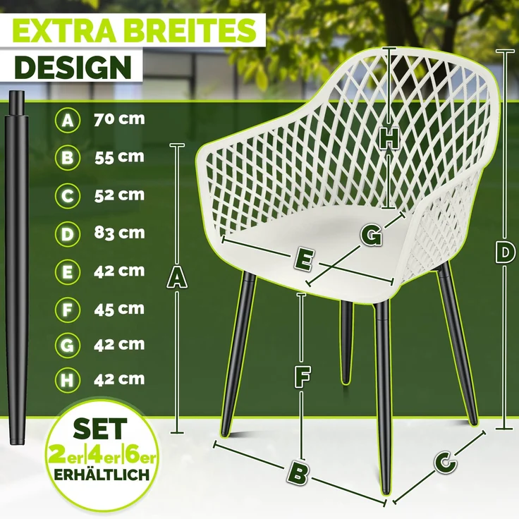tillvex® Gartenstuhl 6er Set Wetterfest mit Armlehne | Outdoor Stühle bis 120kg belastbar | Gartenstühle UV-beständig | Terrassenstuhl Gartenmöbel Terrasse Balkon Outdoor Garten – Bild 7