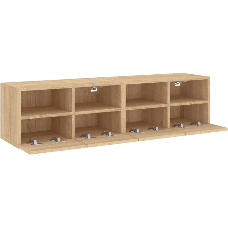 2 pcs TV-Wandschrank, TV Hängeboard Hängeschrank Sonoma-Eiche 60x30x30 cm Holzwerkstoff – Bild 7