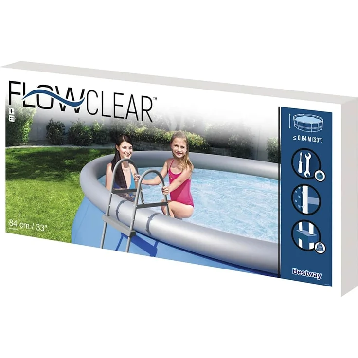 Bestway 'Flowclear' Poolleiter, 2 Stufen, für Pools bis 84 cm Höhe, Metall/Kunststoff Grau – Bild 6