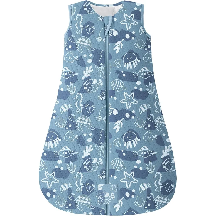Yoofoss Schlafsack Baby Winter 2.5 Tog - 84cm/12-18 Monate Winterschlafsack Baumwolle Babyschlafsack Warm für Jungen Mädchen Meeresblau