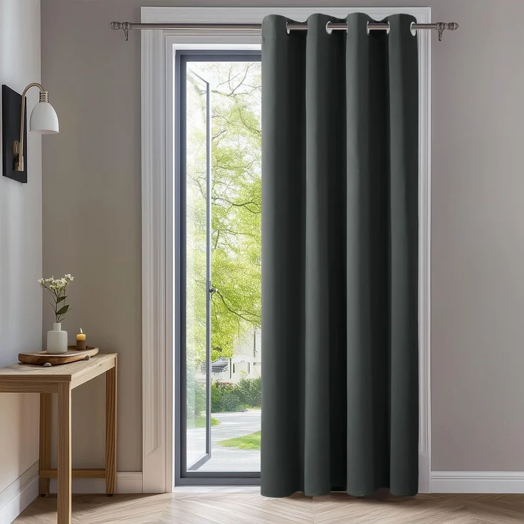 Deconovo Verdunkelungsvorhang Hitzeschutz Thermovorhang mit Ösen Dunkelgrau | 1 Stück, H240 x B140 cm, Ösenschal Vorhang, abdunkelnd, mit Sichtschutz, für Wohnzimmer und Schlafzimmer, Blackout Curtain