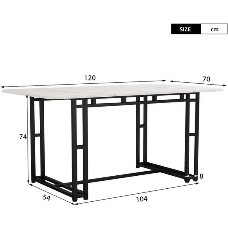 Flieks Esstisch (1-St, 1 Tisch), Esszimmertisch rechteckig Küche Marmoroptik Bürotisch, 140*80*74 cm – Bild 4