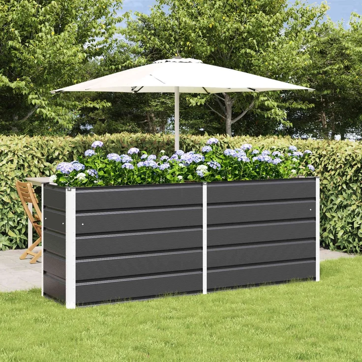 vidaXL Pflanzkübel Anthrazit 195 x 50 x 75 cm Verzinkter Stahl 42018205 – Bild 1