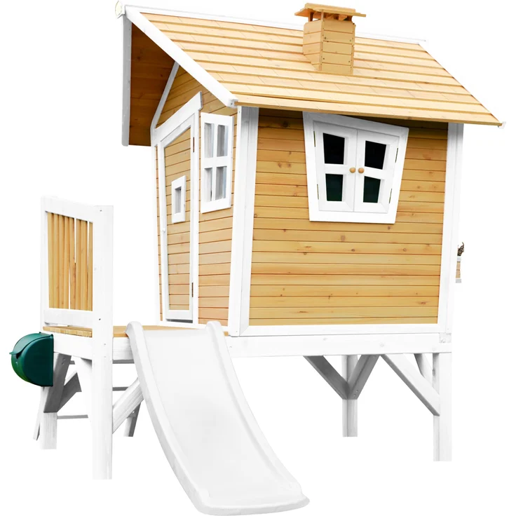 AXI Spielhaus Robin mit weißer Rutsche Stelzenhaus in Braun & Weiß aus FSC Holz für Kinder | Braun, weiß | Holz | 177 cm – Bild 4