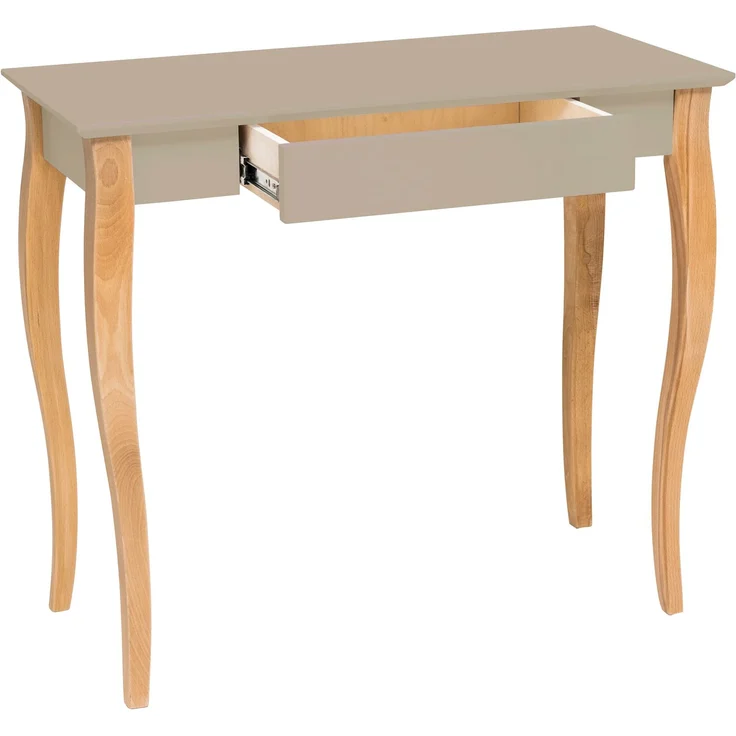 Ragaba Schreibtisch mit Schublade, MDF & Massives Buchenholz, 85x40 cm, Braun Beige – Bild 2