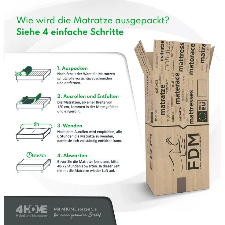 Matratze 80x200 cm Kaltschaummatratze TEMPO MAX 30 cm H4 HR Visco Silver Bezug – Bild 6