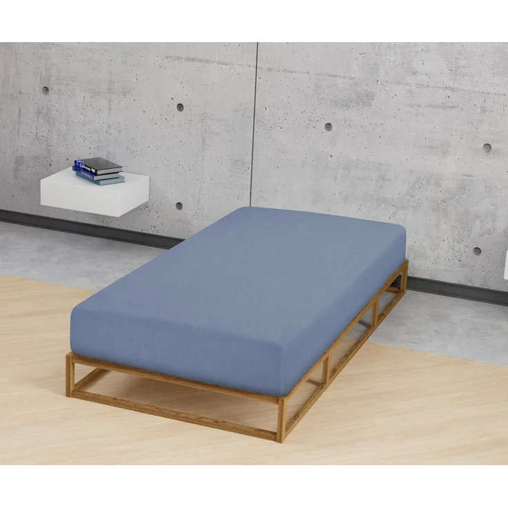 biberna Melange-Flanell Spannbetttuch 0841380 MELANGE UNI, blau, 1x 140x200 cm - 160x200 cm – Bild 4