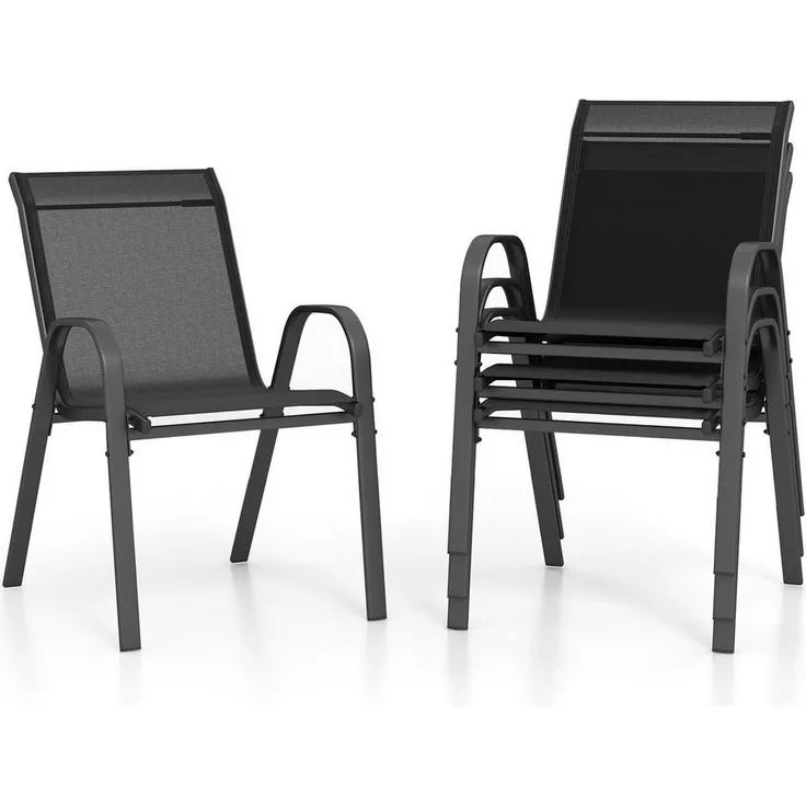KOMFOTTEU Gartenstuhl (4 St), stapelbares Esszimmerstuhl-Set, für Garten, Terrasse