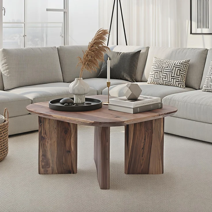 FineBuy Couchtisch Sheesham Massivholz 60cm quadratisch – Handgefertigter Wohnzimmertisch aus Echtholz mit abgerundeten Kanten im modernen Design – Bild 1