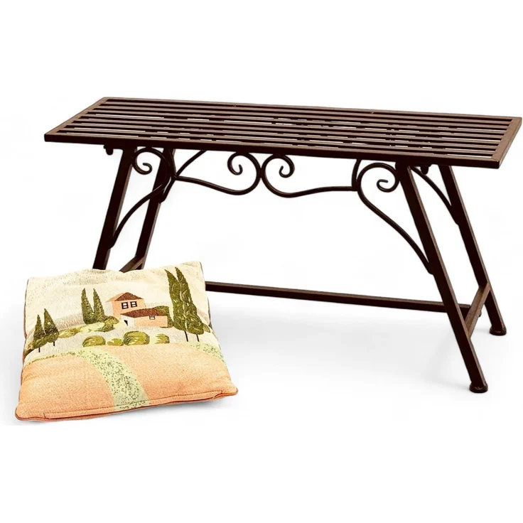 DanDiBo Gartenbank Wetterfest Metall 83 cm Sitzbank mit Ornamenten "Cucciu S" Robuste Eisenbank im Antik-Design Ideal für Garten, Terrasse & Balkon – Bild 1