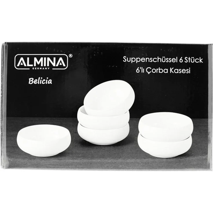 Belicia 6 Teiliges Set Suppenschüssel Ø15 cm aus Porzellan Hochglanz Weiß Rund – Bild 3